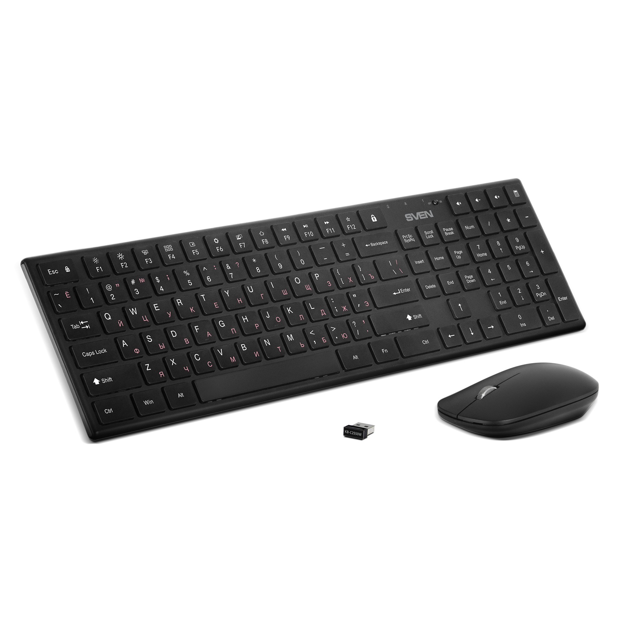 Tastatura cu mouse Wireless SVEN KB-C2550W, Black photo 2