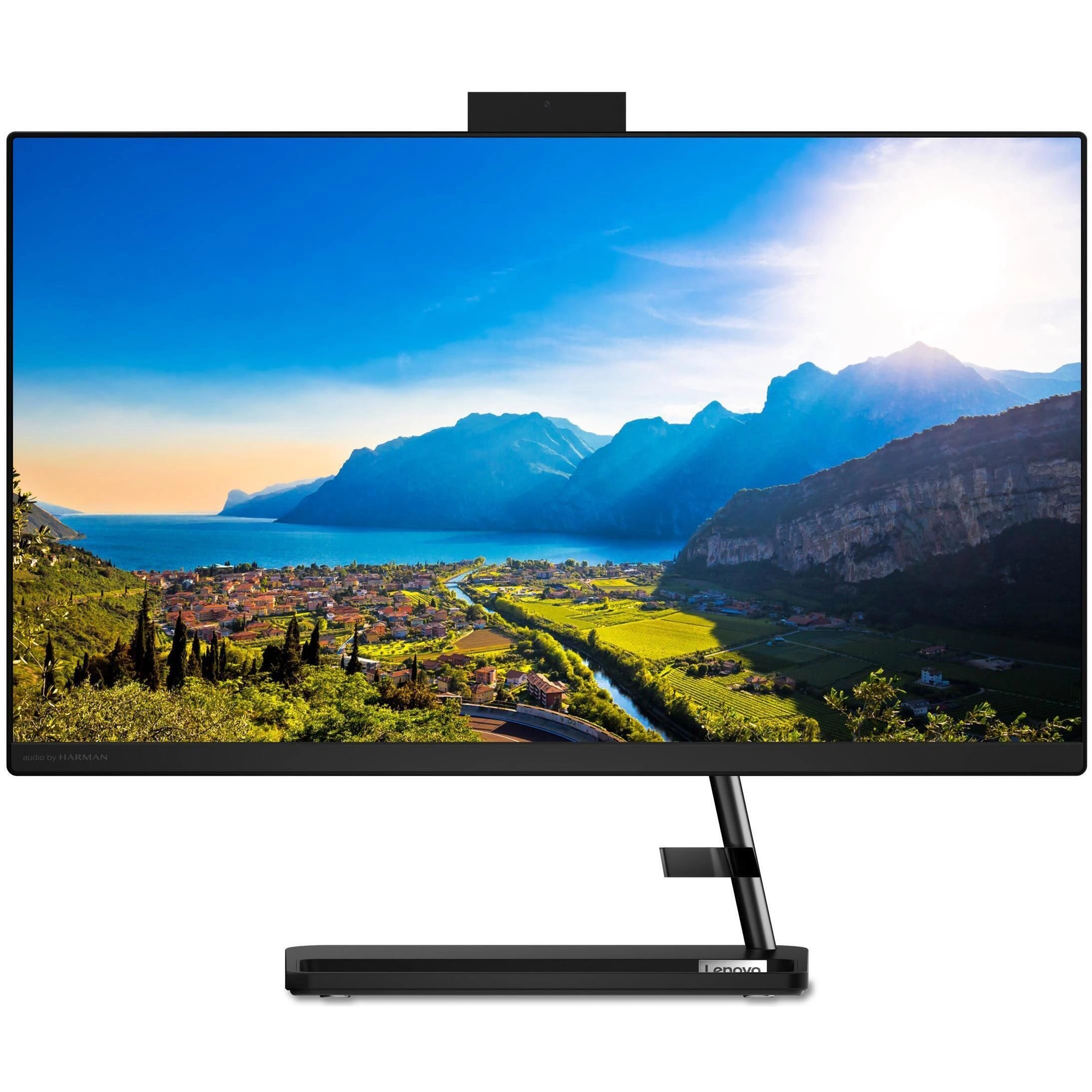 All-in-One PC - 23.8" Lenovo IdeaCentre 3 24ALC6, 23.8 FHD IPS AG, AMD Ryzen 5 7530U, 8GB (2x4) DDR4 RAM, 512GB SSD PCIe NVMe, AMD Radeon™ Graphics, no ODD, HD Cam, LAN, WiFi 11ax  2x2+BT 5.0, USB KB&amp;MS, DOS, Black, 6.8 kg. photo 1
