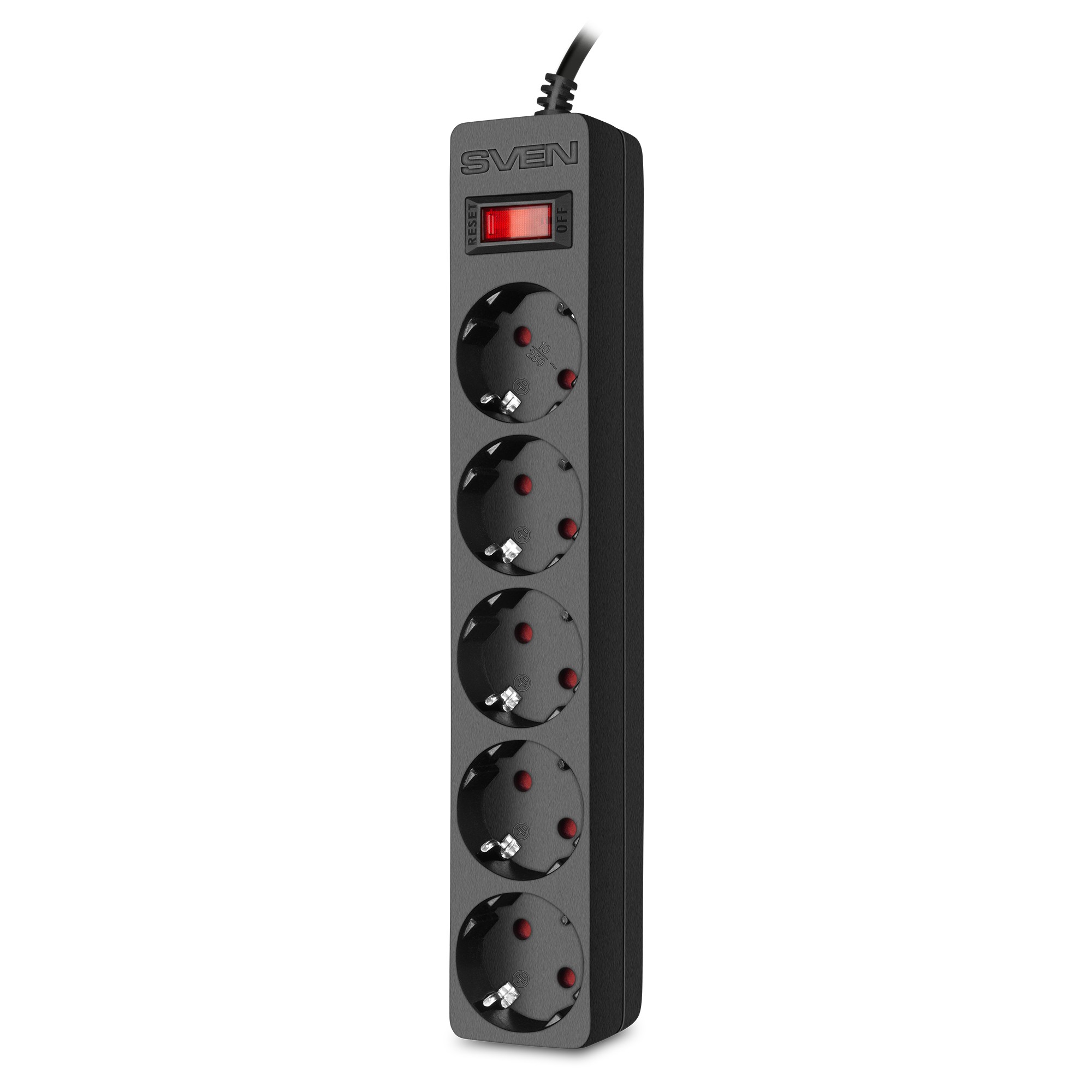 Фильтр сетевой SVEN SF-05E / 5 Sockets / 1.8m / children protection / Black photo 1 Фильтр сетевой SVEN SF-05E / 5 Sockets / 1.8m / children protection / Black photo 1