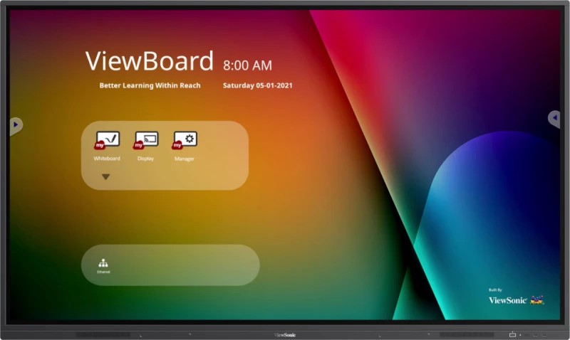 ViewSonic IFP7532-2, EDUCATION - Classroom Essentials, 75"(3840x2160), 20 Multi Touch, 9H, 350nits, 4000:1, 4G RAM/32GB Storage, OPSx1, HDMI-inx2,  VGAx1, USB-Ax4, USB-Bx1, Earphonex1, Audiox1, RS232,  Black photo 1