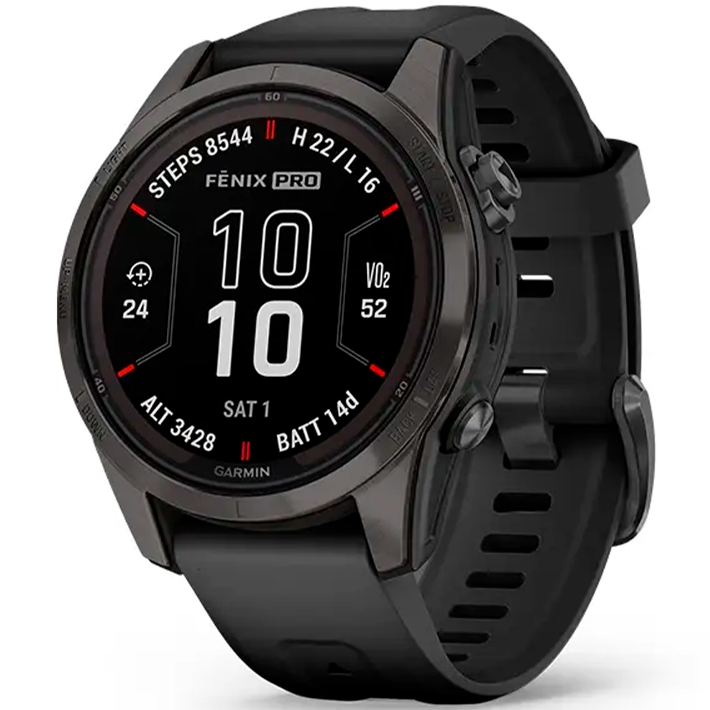 Garmin Fenix 7S Pro – Sapphire Solar, Carbon Grey DLC Titanium with Black Band photo 1