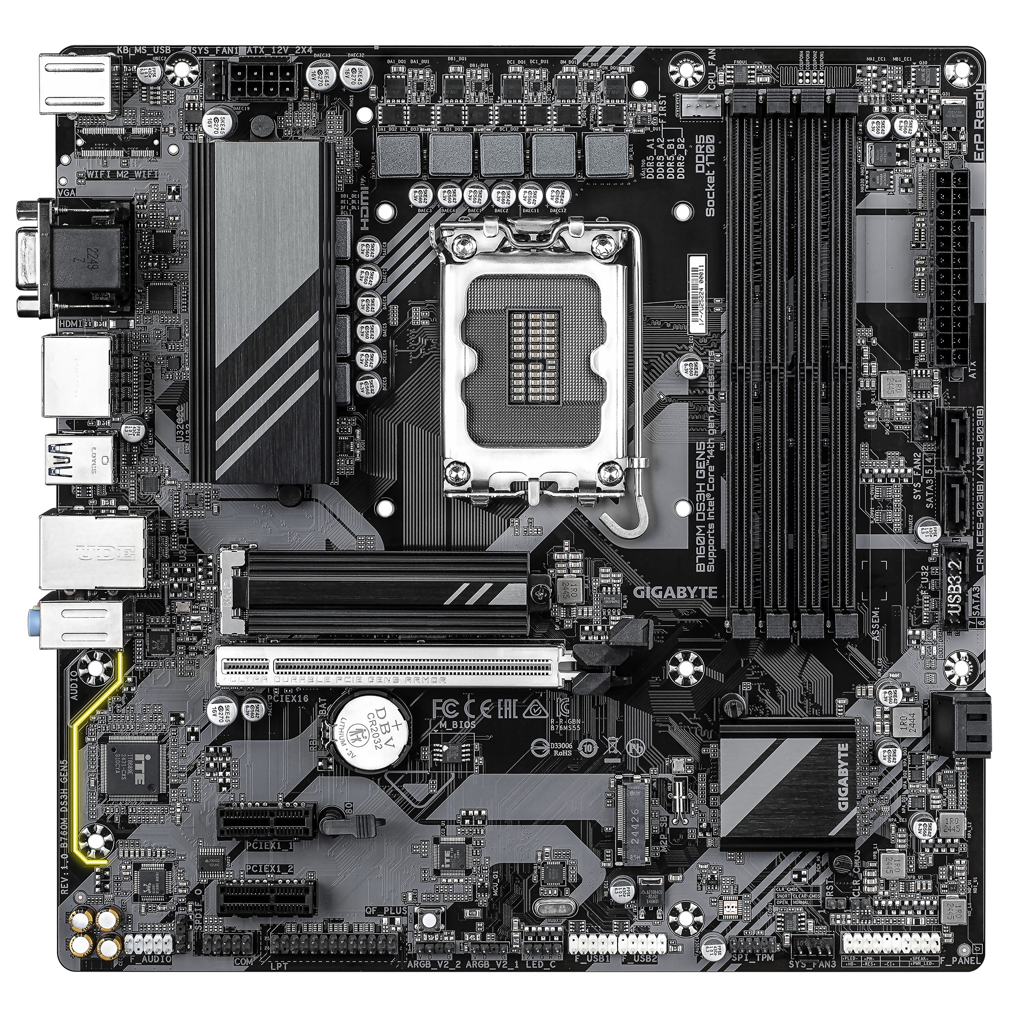 Материнская плата GIGABYTE B760M DS3H GEN5/ 1700/ B760/ DDR5/ mATX photo 2