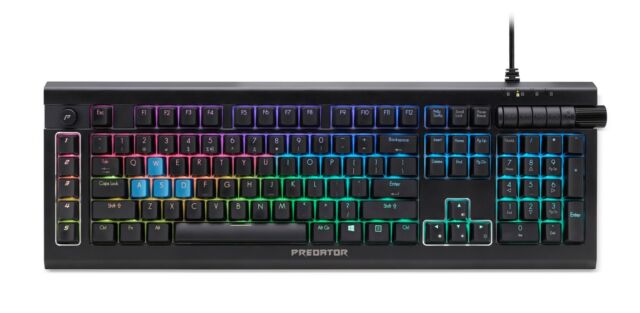ACER PREDATOR GAMING KEYBOARD AETHON500, mechanical keys, 16.8M RGB backlit, detachable magnetic wrist rest, anodized aluminum faceplate. photo 2