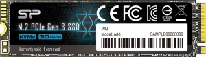 M.2 NVMe SSD 256GB Silicon Power A60, Interface: PCIe3.0 x4 / NVMe1.3, M2 Type 2280 form factor, Sequential Reads 2100 MB/s, Sequential Writes 1400 MB/s, MTBF 2mln, HMB, SLC Cashe, E2E Data Protection, SP Toolbox, 3D NAND TLC 