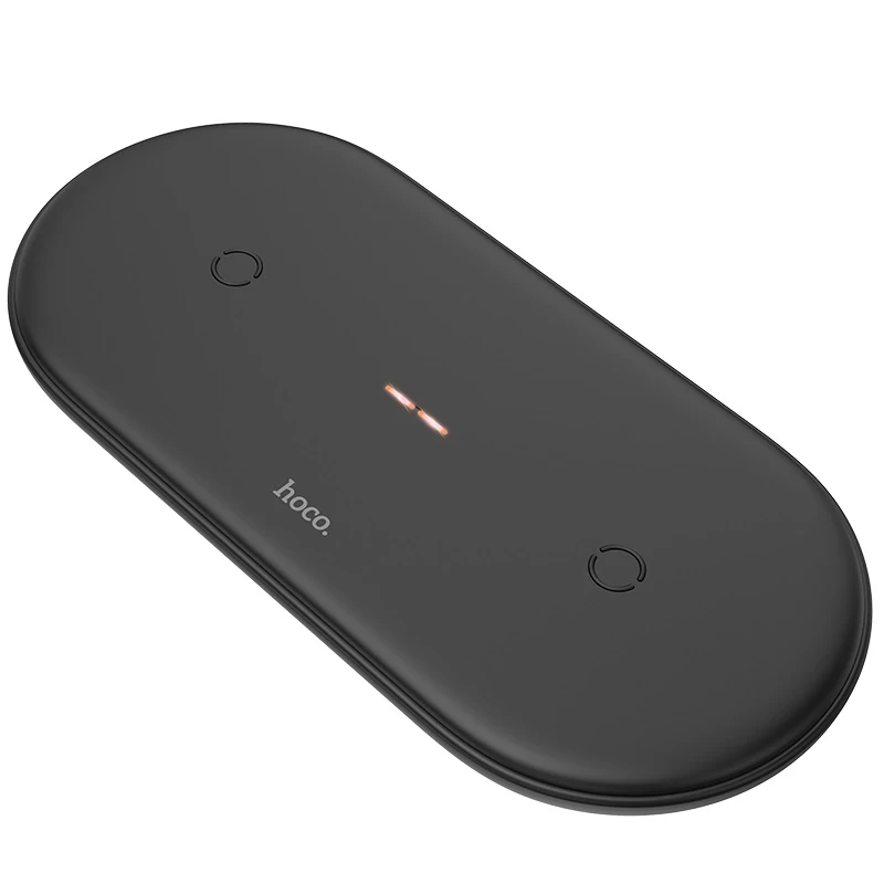 Беспроводное зарядное устройство HOCO  “CW23 Dual power” / Wireless output 1/2: 5W / 7.5W / 10W / Ultra slim design / Black photo 2