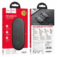 Беспроводное зарядное устройство HOCO  “CW23 Dual power” / Wireless output 1/2: 5W / 7.5W / 10W / Ultra slim design / Black thumbnav 3