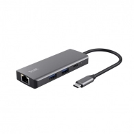 Многопортовый Адаптер Trust Dalyx/ USB-C/ 2xUSB-A/ 2xUSB-C/ HDMI/ RJ45/ SD 