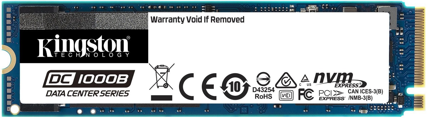 M.2 NVMe SSD 240GB Kingston DC1000B, for Enterprise Servers, Power Loss Protection, AES 256bit, PCIe3.0 x4 / NVMe1.3, M2 Type 2280 form factor, Sequential Reads/Writes 2200/290 MB/s, Steady-State 4k Read / Write 111K/12K IOPS, 248TBW, 3D NAND TLC photo 1