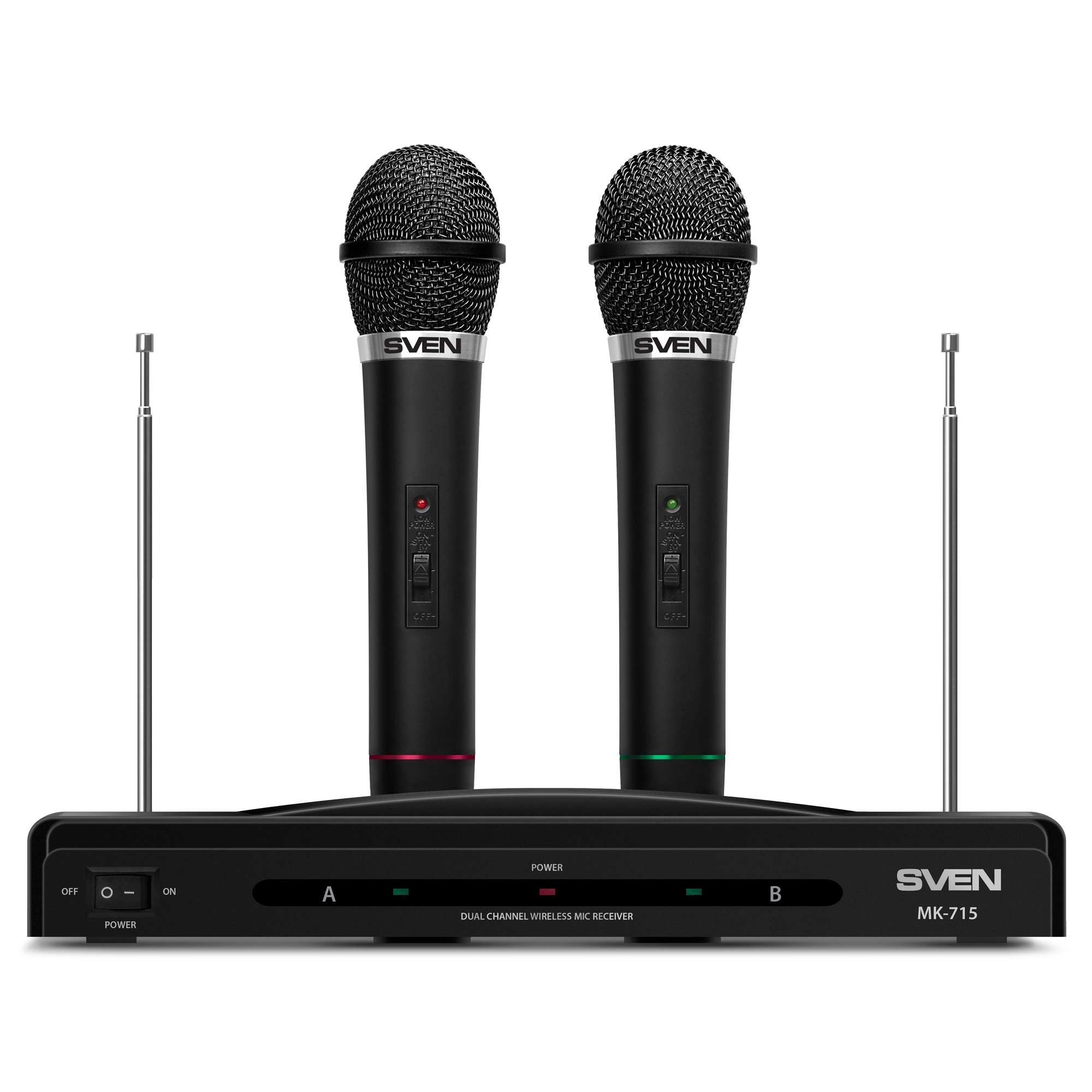 Два беспроводных микрофона для караоке SVEN MK-715 / Wireless / Black photo 4