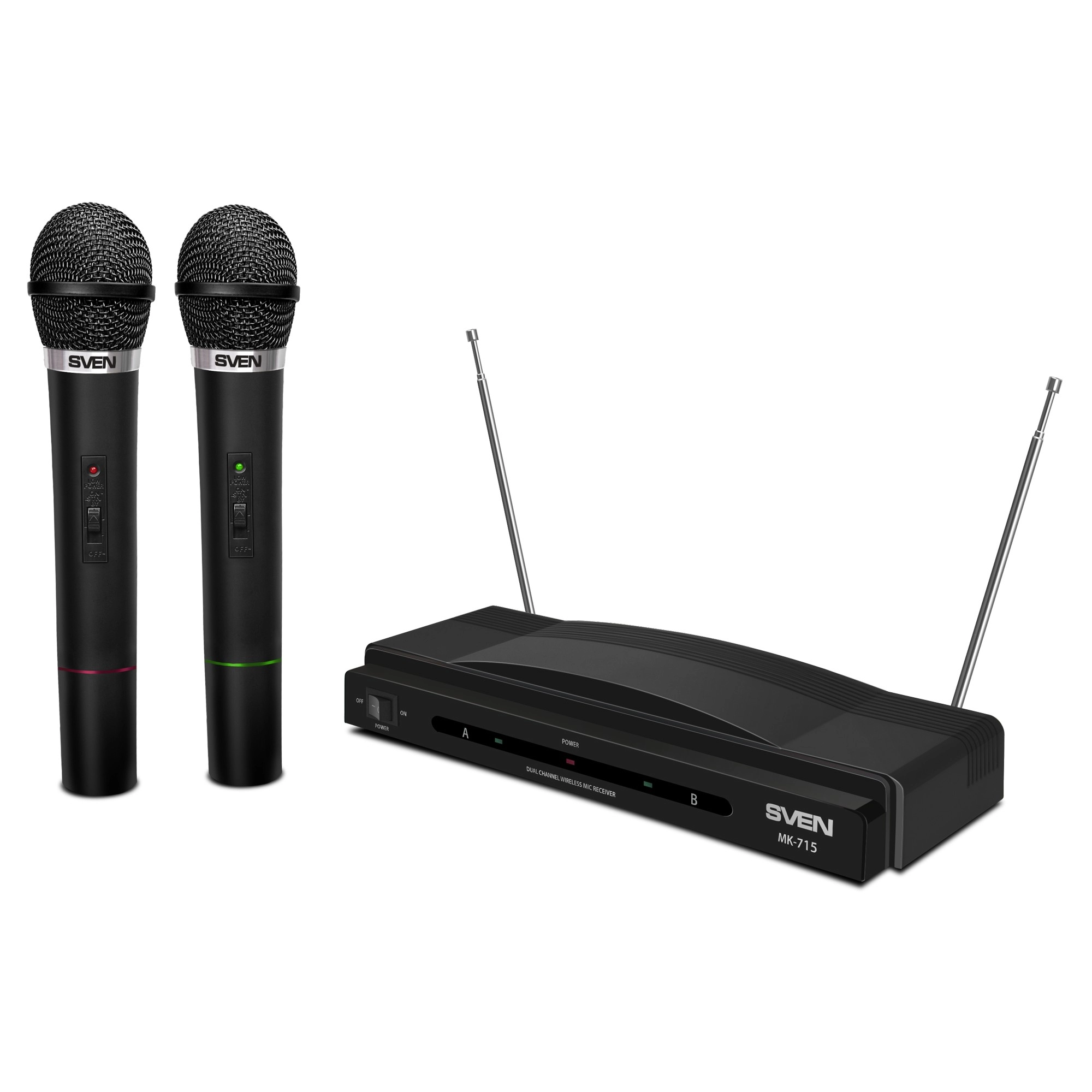Два беспроводных микрофона для караоке SVEN MK-715 / Wireless / Black photo 7