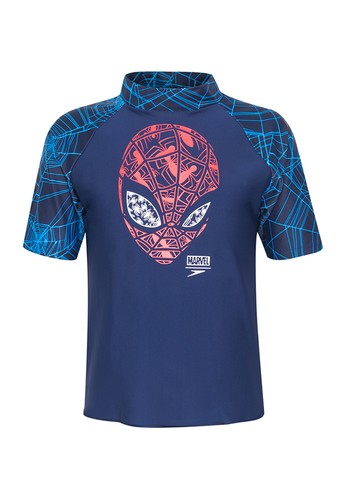 Costum de baie Speedo ESS SHORT SLEEVE SUNT IM NAVY/RED / Barbati / Mărime 4L / Albastru photo 1
