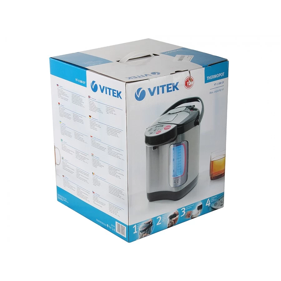 Термопот Vitek VT-1188, 4 л, 750 Вт, Серебристый photo 5