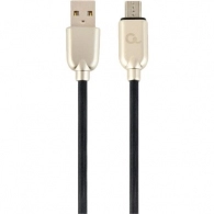 Cable USB2.0/Micro-USB Premium Rubber - 2m - Cablexpert CC-USB2R-AMmBM-2M, Black, USB 2.0 A-plug to Micro-USB plug, blister 