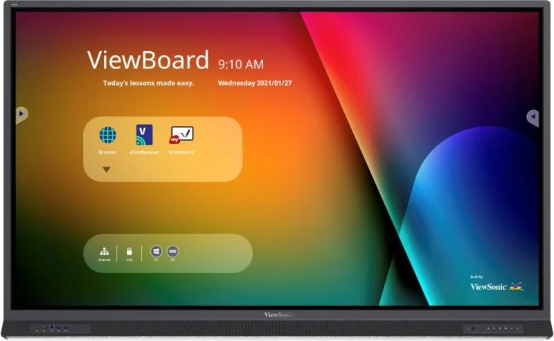ViewSonic IFP8632, EDUCATION - Classroom Essentials, 86"(3840x2160), 20 Multi Touch, 9H, 350nits, 4000:1, 2G RAM/16GB Storage, OPSx1, HDMI-inx2, HDMI outx1, VGAx1, USB-Ax4, USB-Bx1, Earphonex1, Audiox1, RS232, Black photo 1