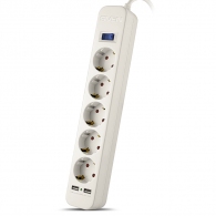 Surge Protector SVEN SF-05LU, 5 Sockets + 2 USB (2,4 A) , 1.8m, White, color box thumbnav 1