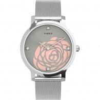 Transcend™ Floral 34mm Stainless Steel Mesh Band Watch 