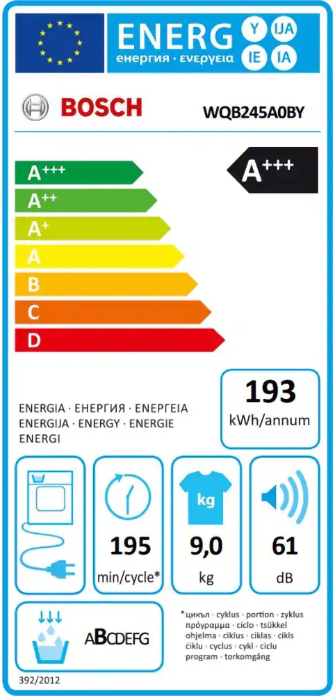Сушильная машина Bosch WQB245A0BY / 9 кг / A+++ / Белый photo 10