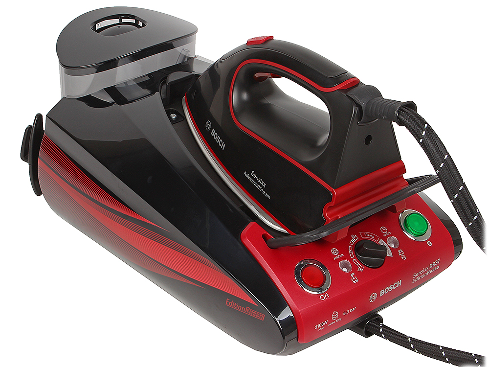 Generator de aburi Bosch TDS373118P, 3100 W, 1400 ml, Negru-rosu photo Generator de aburi Bosch TDS373118P, 3100 W, 1400 ml, Negru-rosu photo