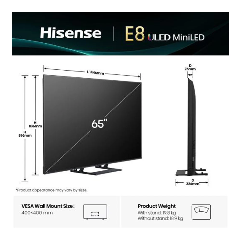 Televizor Hisense 65E8Q / 65" / ULED / UHD 4K photo 2