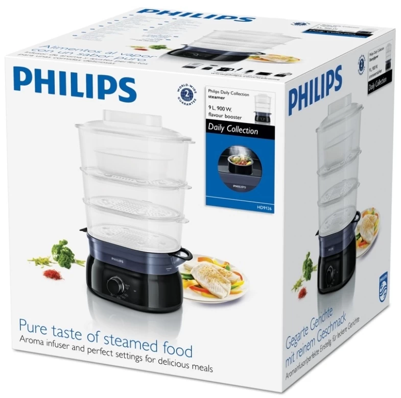 Пароварка Philips HD9126/90, 1 л, 900 Вт, Чёрный photo 4