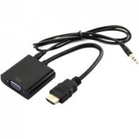 Adapter HDMI-VGA  - Gembird  A-HDMI-VGA-03, HDMI to VGA and audio adapter cable, single port, Black thumbnav 1