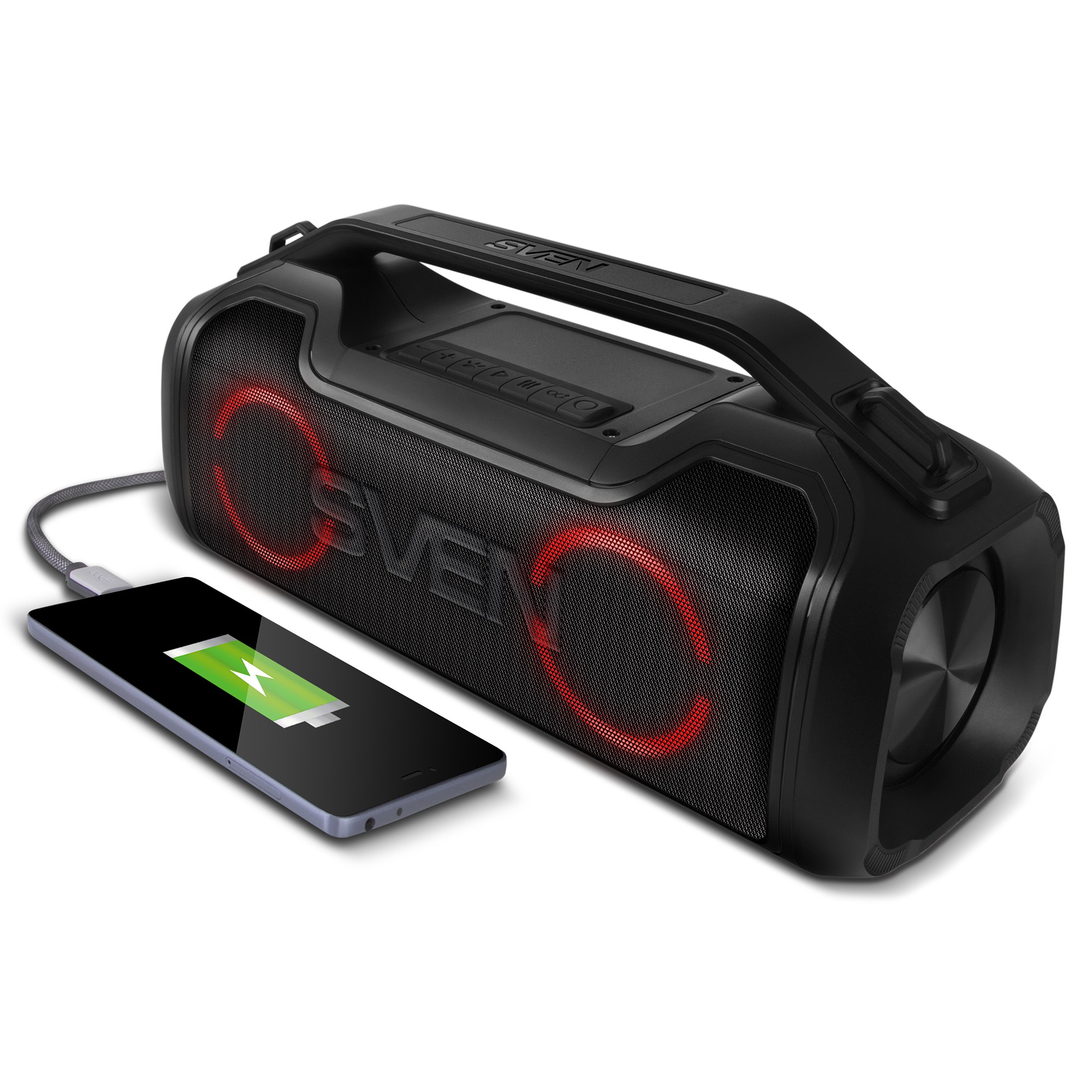 Портативная Колонка SVEN PS-390 Black / 50W / Bluetooth / FM tuner / USB / microSD / TWS photo 6