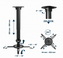 Регулируемое потолочное крепление для проектора Gembird CM-B-01/ 380 ~ 580 mm/ max 13kg/ Black thumbnav 8