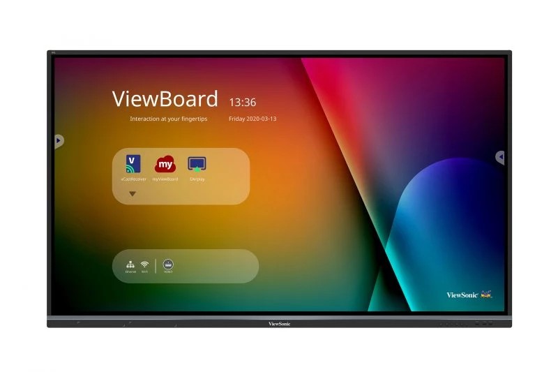 ViewSonic IFP8650-3, EDUCATION - Dual-Pen Interactivity, 85.6"20 Points Ultra-Fine Touch,7H Tempered Glass (AG),3840x2160,350nits,1200:1,32GB Storage, 3GB RAM ,VGAx1,HDMI inx3,HDMI outx1,SPDIFx1,Earphonex1,USBx7(front x3, rear x4),RJ45x1,RS232x1,10Wx photo 1