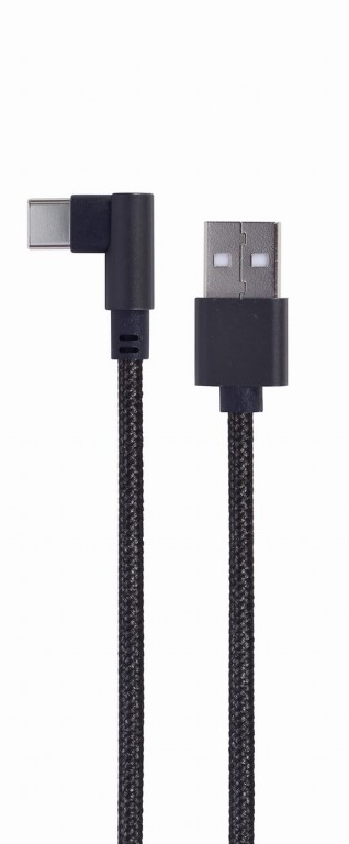 Cable USB2.0/Type-C  - Cablexpert CC-USB2-AMCML-0.2M,  90° angled USB Type-C charging and data cable 0.2 m, black photo 1