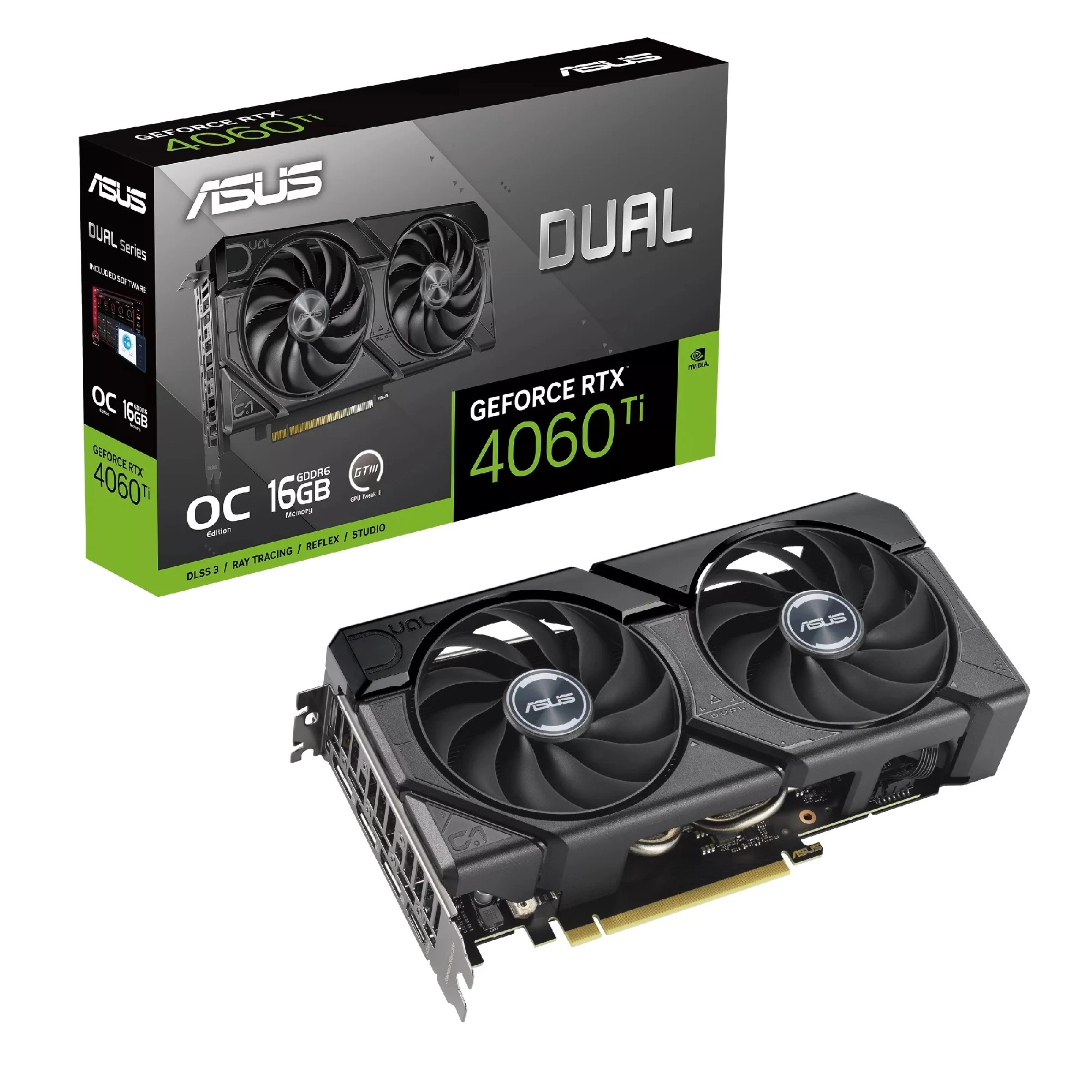 Видеокарта ASUS Dual GeForce RTX 4060 Ti EVO OC Edition / 16GB / GDDR6 / 128bit photo 1