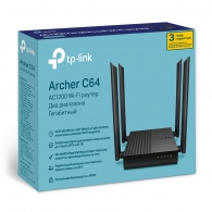 Wi-Fi роутер TP-LINK Archer C64 / AC1200 Dual Band / Wi-Fi5 / Gigabit / 1WAN+4LAN / 4 external antennas thumbnav 3