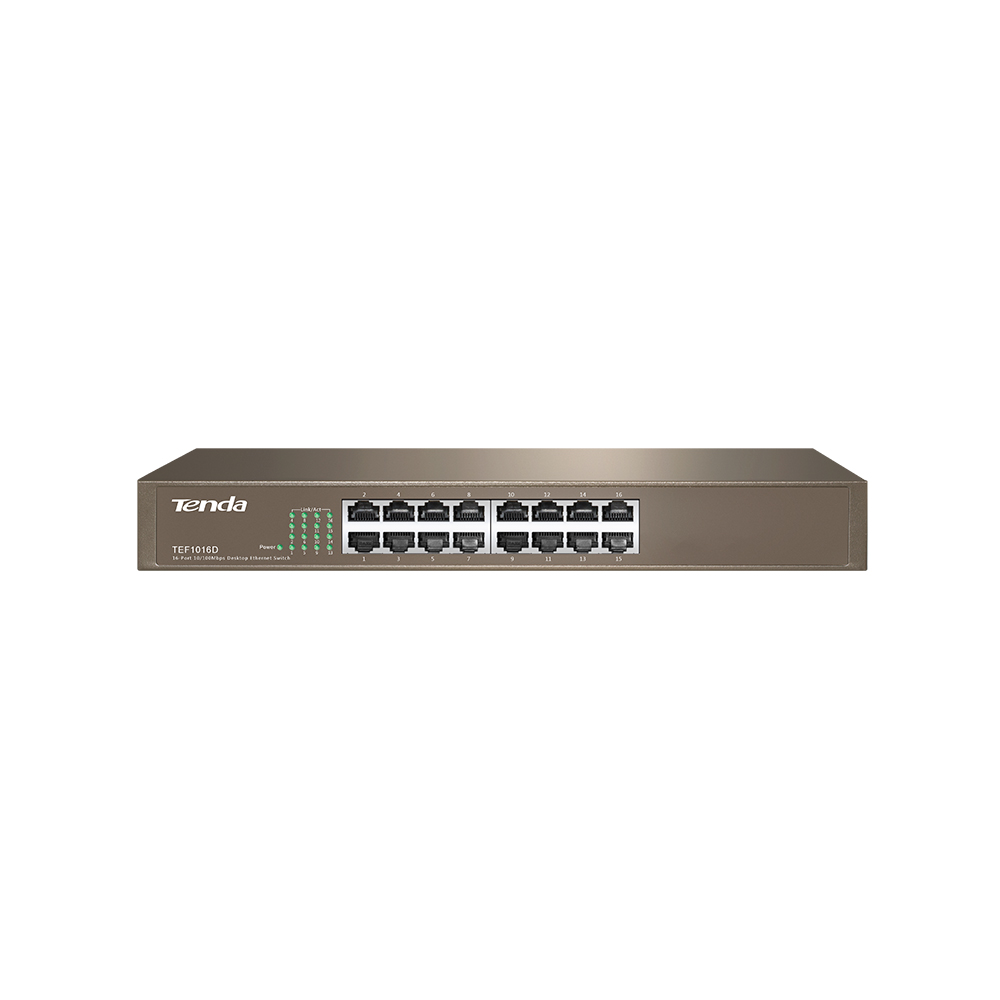 TENDA TEF1016D 16-port Desktop Switch, 16 10/100M RJ45 ports, Metal case photo 1