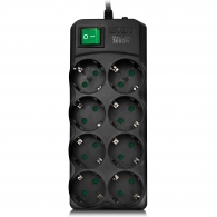 Surge Protector SVEN SF-08E-16, 8 Sockets, Children protection, 3.0m, ABS plastic, Black thumbnav 2