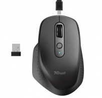 Trust Ozaa Rechargeable Wireless Mouse, Silent Buttons, 2.4GHz, Micro receiver, 800/1200/1600/2400 dpi, 6 button, rechargeable battery up to 40 days, USB, Black 