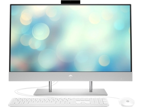 All-in-One PC - 27" HP AiO 27-dp1049ur 27" FHD IPS AG, Intel Core i3-1125G4, 1x8GB (2 slots) DDR4, 512GB M.2 PCIe NVMe SSD, Intel® UHD Graphics, CR, HD Cam, WiFi ac 1x1 + BT5, HDMI, LAN, Wired USB KB &amp; USB mouse, FeeDos, Natural Silver. photo 1