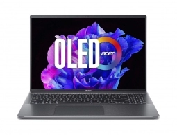 ACER Swift Go 16 Steel Gray (NX.KFSEU.003), 16.0" OLED 3.2K (3200x2000) DCI-P3 100%, 400nits,120Hz (Intel Core i7-1355U 10xCore, 3.7-5.0GHz, 16GB (onboard) LPDDR5 RAM, 1TB PCIe SSD, Intel Iris Xe Graphics, WiFi6E/BT 5.1, FPS, Backlit, 50Wh 4cell, 1440p QH 