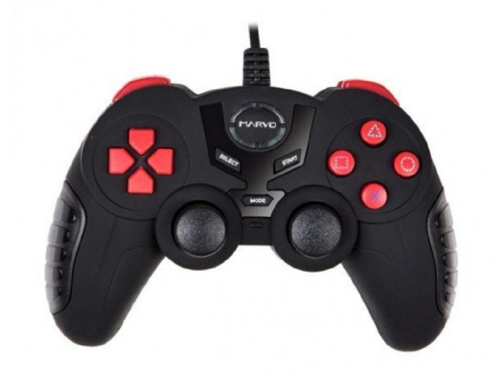 MARVO "GT-004", Vibration Game Pad, 15 buttons, 2 sticks, Ergonomic design, Soft sweat-resistant surface coating, PC Win 7,8,10 compatible, USB, Black/Red photo 1