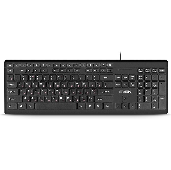 SVEN KB-S307M Multimedia Keyboard, 121 keys, 17 shortcut keys, 1.5m,USB, Black, Rus/Ukr/Eng photo 1