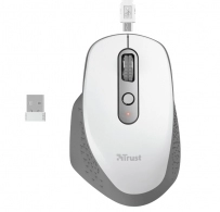 Trust Ozaa Rechargeable Wireless Mouse, Silent Buttons, 2.4GHz, Micro receiver, 800/1200/1600/2400 dpi, 6 button, rechargeable battery up to 40 days, USB, White 