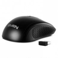 SVEN RX-220W Wireless, Optical Mouse, 2.4GHz, Nano Receiver, 800/1200/1600 dpi, USB, Black thumbnav 3