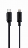 Cable Type-C to 8-pin (Lightning) - 1.5 m - Cablexpert CC-USB2-CM8PM-1.5M, Connectors: USB type-C (male), 8-pin (male) Black thumbnav 1