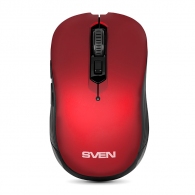 SVEN RX-560SW Wireless, Optical Mouse, 2.4GHz, Nano Receiver, 800/1200/1600dpi, 5+1(scroll wheel) Silent buttons, Switching DPI modes, Rubber scroll wheel, Red thumbnav 1