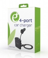 USB Car Charger - EnerGenie EG-4U-CAR-01, 4x USB ports, Input 12/24V DC, Output: up to 2.4 A, charge up to 4 devices simultaneously, 2 ports for the front and 2 ports for backseat passengers, turns, 1.8m cable, Black thumbnav 1