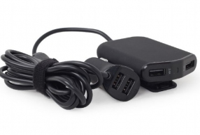 USB Car Charger - EnerGenie EG-4U-CAR-01, 4x USB ports, Input 12/24V DC, Output: up to 2.4 A, charge up to 4 devices simultaneously, 2 ports for the front and 2 ports for backseat passengers, turns, 1.8m cable, Black thumbnav 2