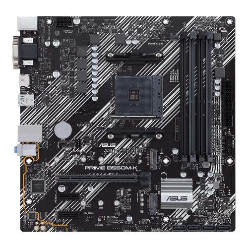 ASUS PRIME B550M-K, Socket AM4, AMD B550, Dual 4xDDR4-4600, APU AMD graphics, VGA, DVI, HDMI, 1xPCIeX16 4.0, 4xSATA3, 2xPCIeX1, RAID, 2xM.2 4.0 slot, ALC887 HDA, 1xGbE LAN, 2xUSB3.2 Gen 2, 6xUSB3.2, mATX photo 1