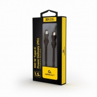 Cable Type-C to Type-C - 1.5 m - Cablexpert CC-USB2-CMCM100-1.5M, 100 W Type-C Power Delivery (PD) charging & data cable, 1.5 m,  Black thumbnav 2