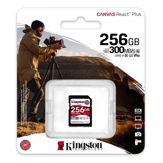 Карта памяти SD 256GB V90 Kingston Canvas React Plus, 300MBps, UHS-II photo 2