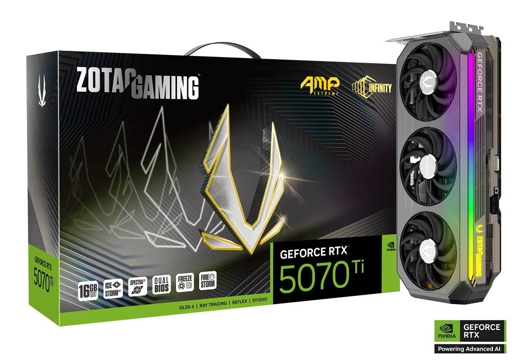 Видеокарта ZOTAC GeForce RTX 5070 Ti AMP Extreme INFINITY / 16GB / GDDR7 / 256bit photo 1