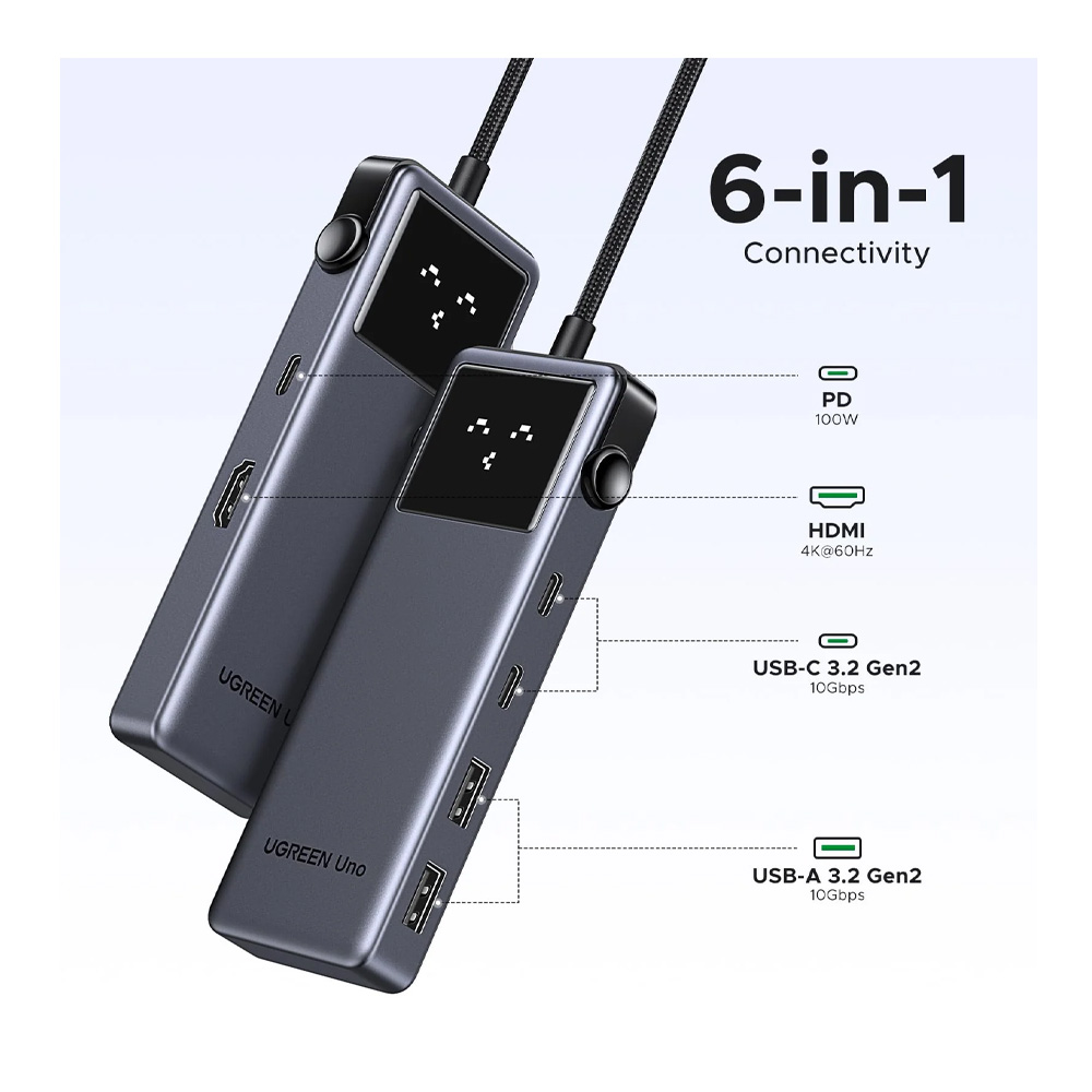 USB Hub UGREEN 6 in 1 USB-C , Grey (35998) photo 2