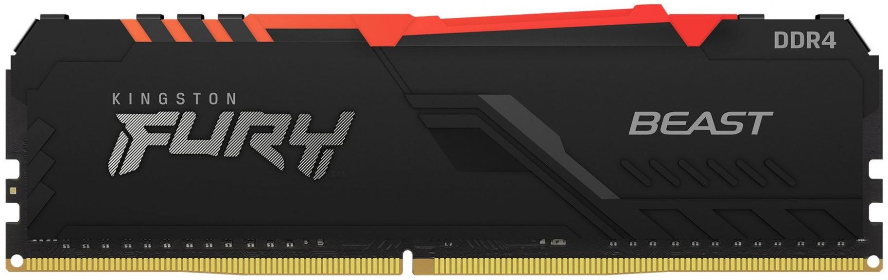 32GB DDR4-3600 Kingston FURY® Beast DDR4 RGB, PC28800, CL18, 1.35V, Auto-overclocking, Asymmetric BLACK low-profile heat spreader, Dynamic RGB effects featuring HyperX Infrared Sync technology, Intel XMP Ready (Extreme Memory Profiles) photo 1